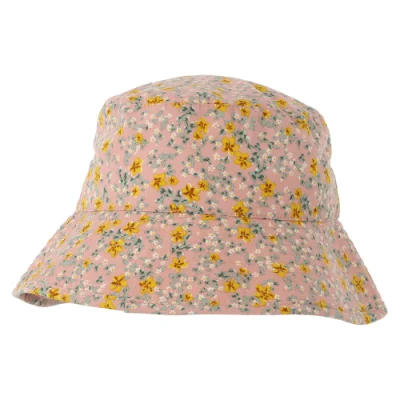 Novo design chapéu de pescador estampado Daisy Pixie guarda-sol de viagem de verão chapéu de balde de poliéster para mulheres femininas