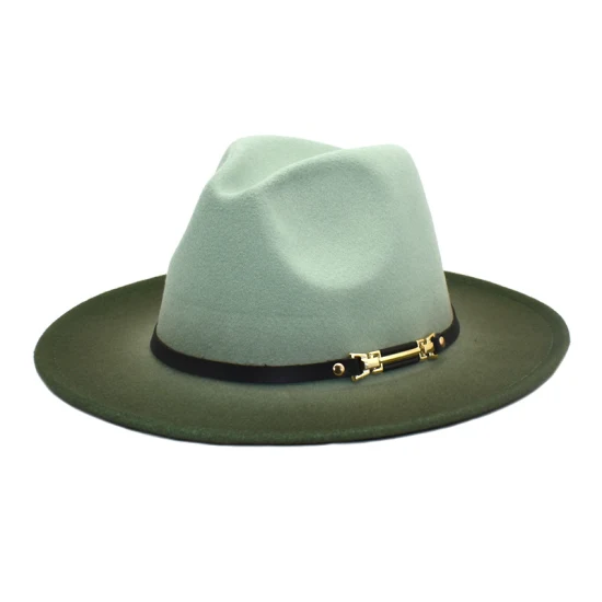 Chapéus Fedora de feltro de lã por atacado de design de moda com cinto Fedora de outono feminino Estilo de vestido de caubói com aba larga Chapéus Fedora de lã flexível