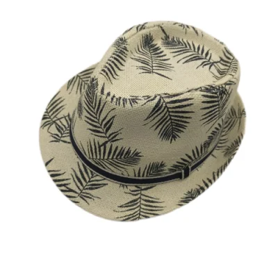 Chapéu de palha estampado árvore de papel legal personalizado de alta qualidade para o verão